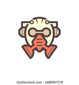 Personal protective equipment (PPE) icon. Consist of air purifying respirator or gas mask, earmuff and goggle. For protect mechanics, welder, painter and worker from biohazard, pollution, radiation.