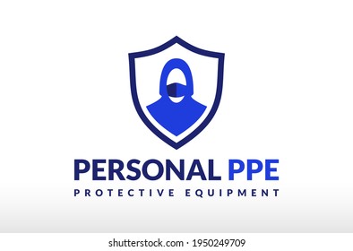 Personal Protective Equipment PPE Logo Design Vector Icon Illustration.