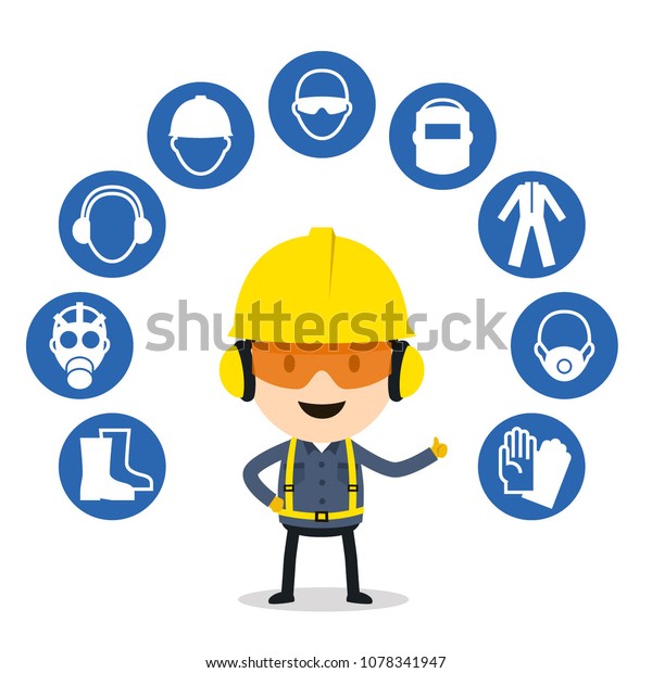 Personal Protective Equipment Safety Icons Vector Stock Vector (Royalty ...