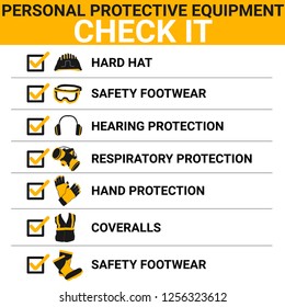 Personal Protective Equipment and Wear set. Will be use for Occupational Safety and Health poster, sign and postcard