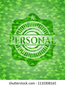  Personal realistic green emblem. Mosaic background