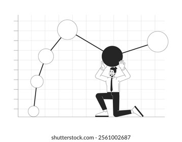 Personal responsibility in business black and white 2D illustration concept. Office worker commitment pressure. Employee accountability struggle outline character isolated. Metaphor monochrome vector