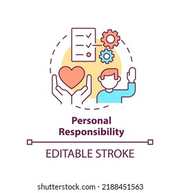 Personal Responsibility Concept Icon. Type Of CSR Abstract Idea Thin Line Illustration. Individual Commitment. Isolated Outline Drawing. Editable Stroke. Arial, Myriad Pro-Bold Fonts Used