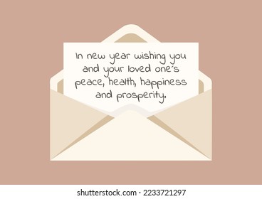 Personal retro letter for our loved ones. Wish of Peace, Health, Happiness and prosperity for Christmas and Happy New Year.