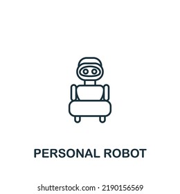 Persönliches Robotersymbol. Monochrome einfache Linie Future Technology Symbol für Vorlagen, Webdesign und Infografiken