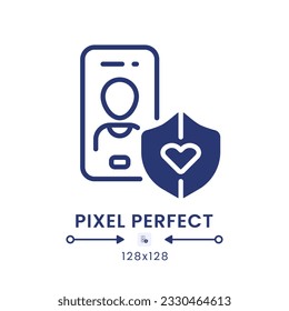 Personal Safety app black solid desktop icon. Prevent violence. Private security. Pixel perfect 128x128, outline 4px. Silhouette symbol on white space. Glyph pictogram. Isolated vector image