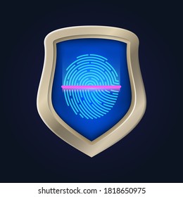 Seguridad personal. Verificación de huellas digitales y protección de datos. Identificación y prueba de identidad. Proteger la ilustración vectorial del banco de bóveda residencial