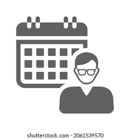 Personal, schedule, date icon. Gray vector graphics.