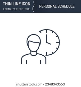 Personal Schedule Icon - Thin Line Business Symbol. Perfect for Web Design. High-Quality Outline Vector Concept. Premium, Minimalist, Elegant Logo