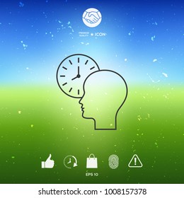 Personal schedule, time management, person with watch - line icon