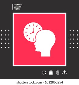 Personal schedule, time management, person with watch icon