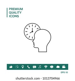 Personal schedule, time management, person with watch - line icon