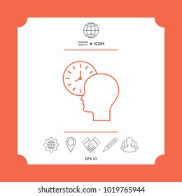 Personal schedule, time management, person with watch - line icon