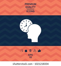 Personal schedule, time management, person with watch icon