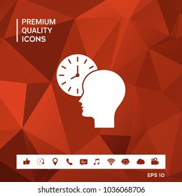 Personal schedule, time management, person with watch icon