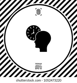 Personal schedule, time management, person with watch icon