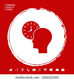 Personal schedule, time management, person with watch icon