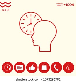 Personal schedule, time management, person with watch - line icon
