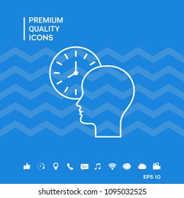 Personal schedule, time management, person with watch - line icon