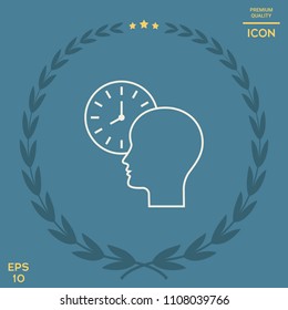 Personal schedule, time management, person with watch - line icon