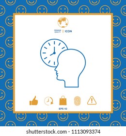 Personal schedule, time management, person with watch - line icon