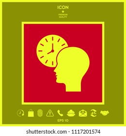Personal schedule, time management, person with watch icon
