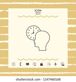 Personal schedule, time management, person with watch - line icon