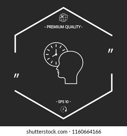 Personal schedule, time management, person with watch - line icon