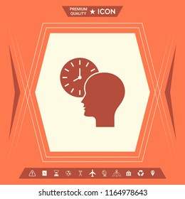 Personal schedule, time management, person with watch icon