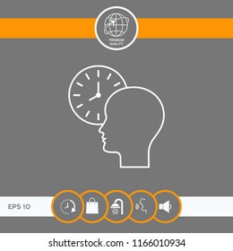 Personal schedule, time management, person with watch - line icon