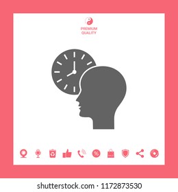 Personal schedule, time management, person with watch icon