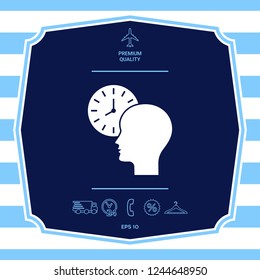 Personal schedule, time management, person with watch icon. Graphic elements for your design