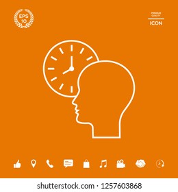 Personal schedule, time management, person with watch - line icon. Graphic elements for your design