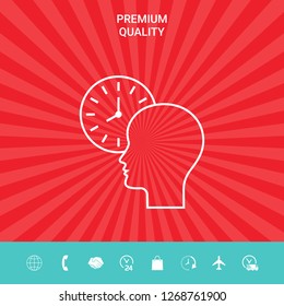 Personal schedule, time management, person with watch - line icon. Graphic elements for your design