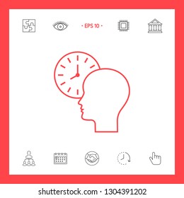 Personal schedule, time management, person with watch - line icon. Graphic elements for your design