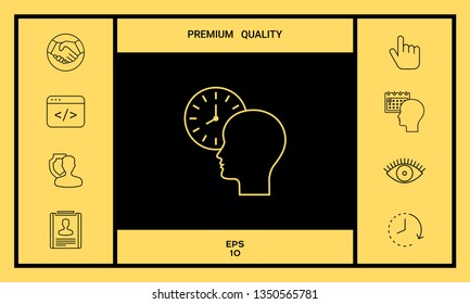 Personal schedule, time management, person with watch - line icon. Graphic elements for your design