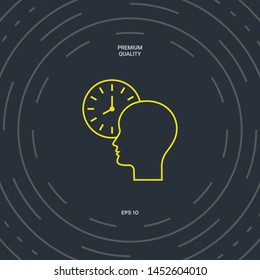 Personal schedule, time management, person with watch - line icon. Graphic elements for your design