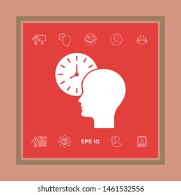 Personal schedule, time management, person with watch icon. Graphic elements for your design