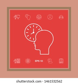 Personal schedule, time management, person with watch - line icon. Graphic elements for your design