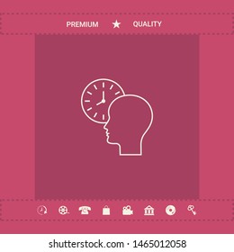Personal schedule, time management, person with watch - line icon. Graphic elements for your design