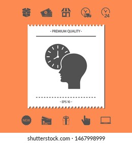 Personal schedule, time management, person with watch icon. Graphic elements for your design