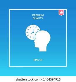 Personal schedule, time management, person with watch icon. Graphic elements for your design