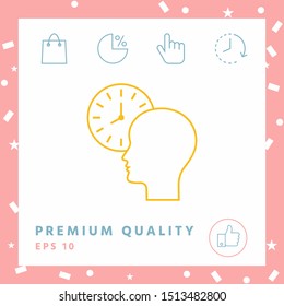 Personal schedule, time management, person with watch - line icon. Graphic elements for your design
