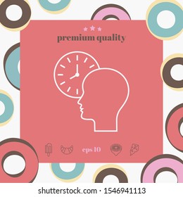 Personal schedule, time management, person with watch - line icon. Graphic elements for your design