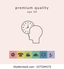 Personal schedule, time management, person with watch - line icon. Graphic elements for your design