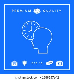 Personal schedule, time management, person with watch - line icon. Graphic elements for your design
