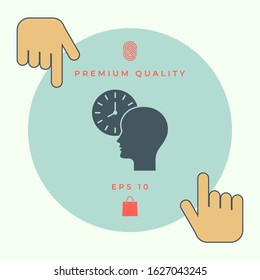 Personal schedule, time management, person with watch icon. Graphic elements for your design
