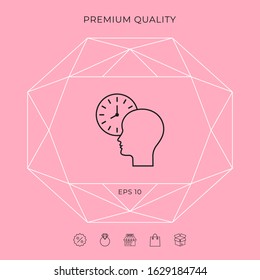 Personal schedule, time management, person with watch - line icon. Graphic elements for your design