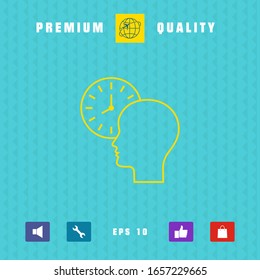 Personal schedule, time management, person with watch - line icon. Graphic elements for your design