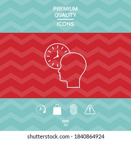 Personal schedule, time management, person with watch - line icon. Graphic elements for your design